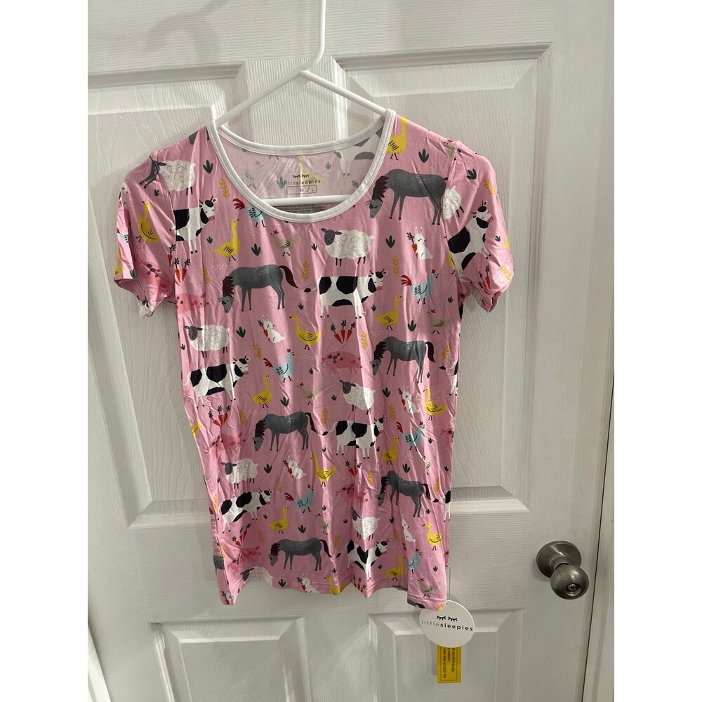 Little Sleepies Pink Farm Animals Pajama Top Size 16 New With Tags